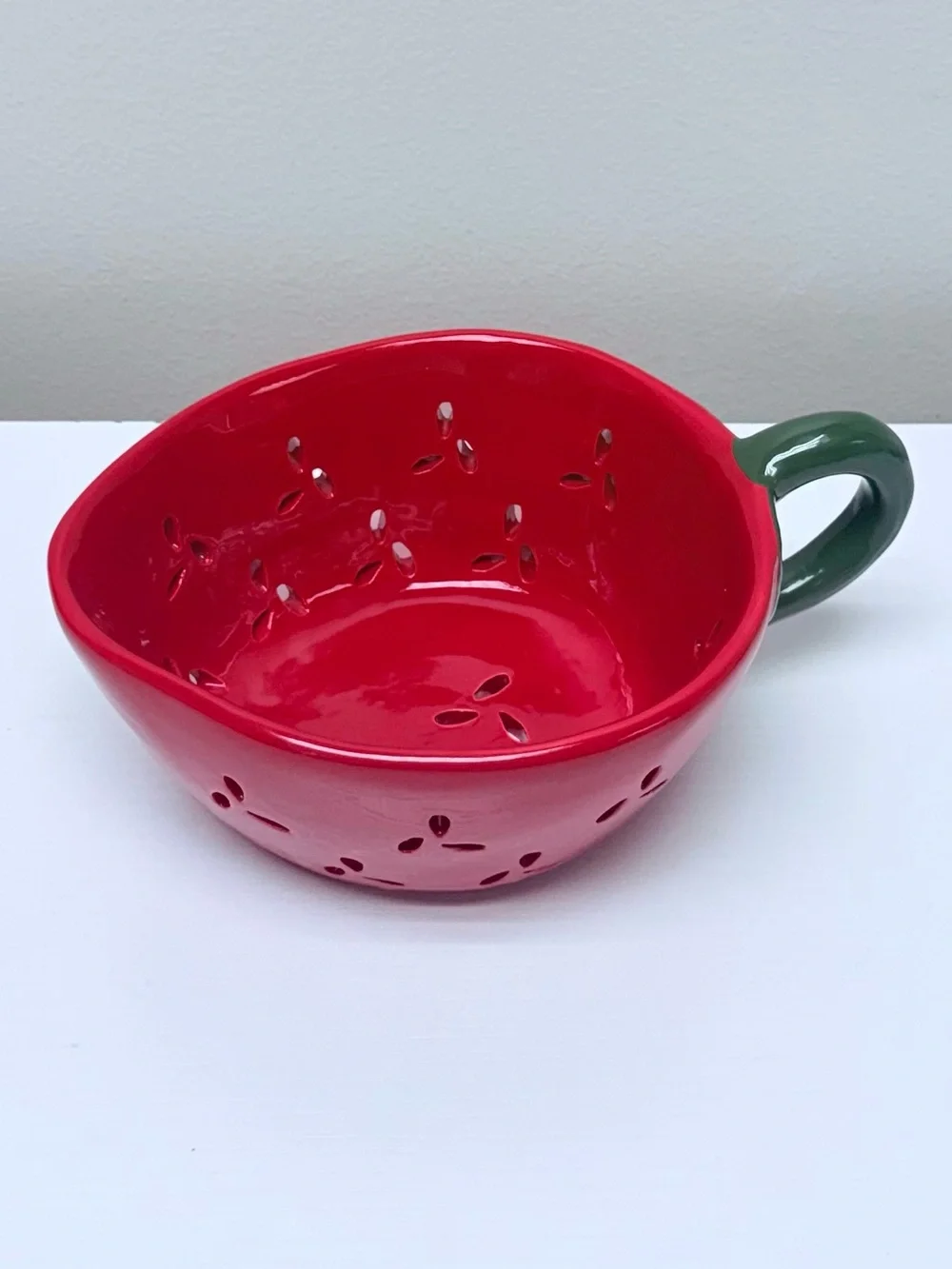 Red Strawberry Ceramic Berry Bowl with Green Leaf Handle, Target Bullseye 2026